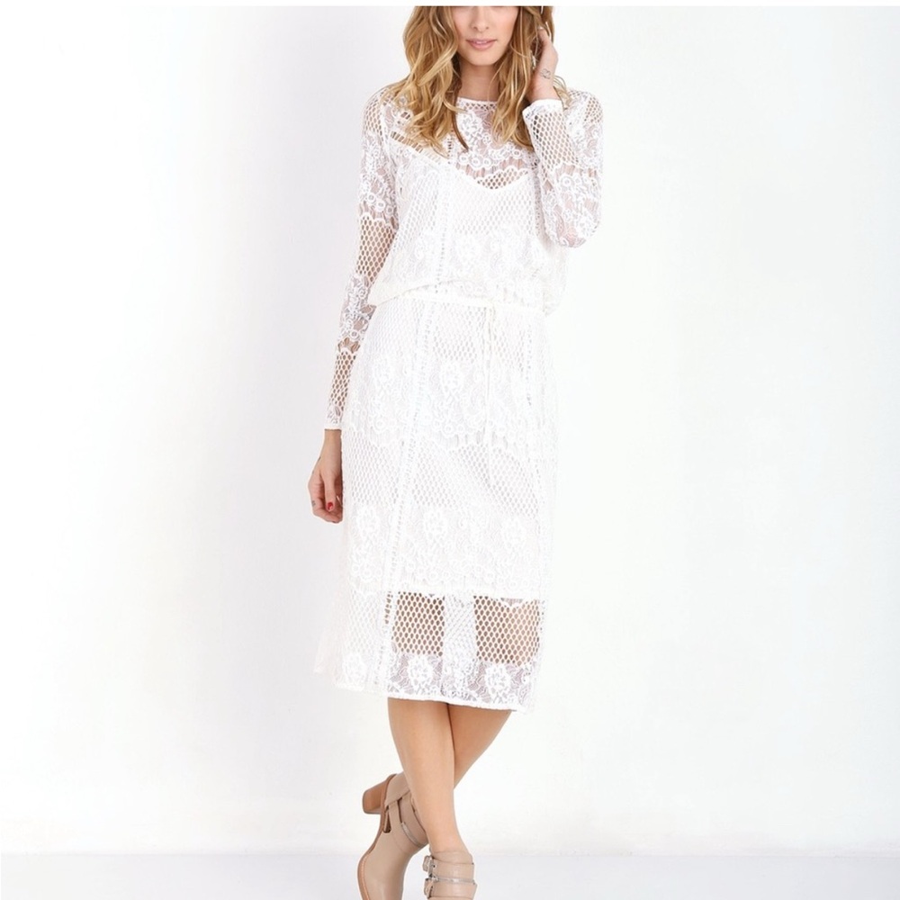 FREE PEOPLE Luna Lace Boho Crocheted Dress Size Small